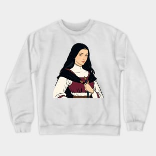 Lovely Medieval Noblewoman clutching her cloak Crewneck Sweatshirt